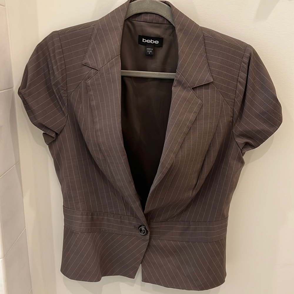 Pinstripe and lace blazer